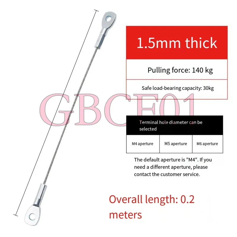 304 Stainless Steel Safety Wire Rope Cable Lanyard Anti‑Drop Limit Rope Eye End Fitting for Lamp Wire rope Assembly M4 M8