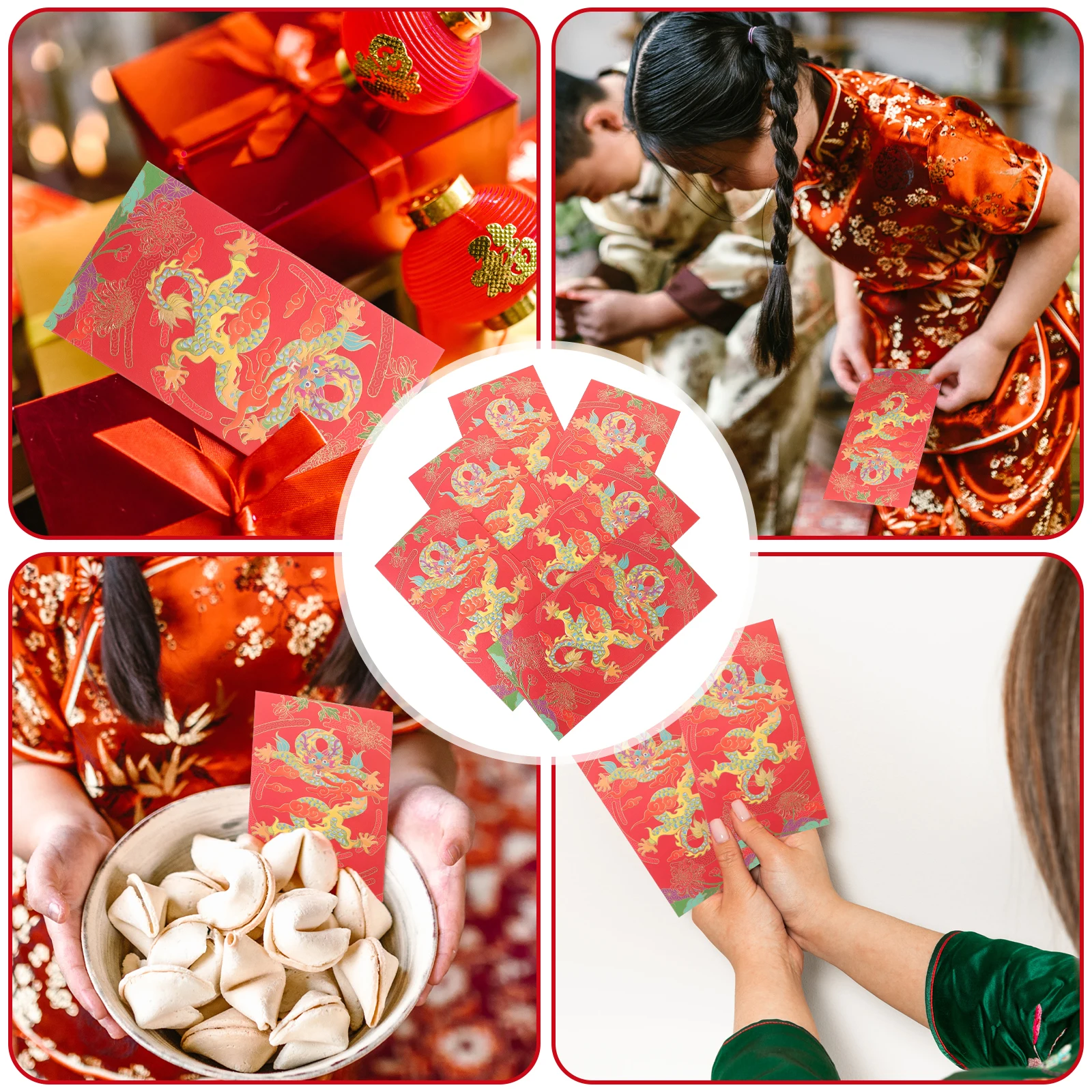 

6pcs Chinese Creative Bright Color Design For New Year Wedding Birthday Business Occasions 2024 Zodiac Red Packet Spring