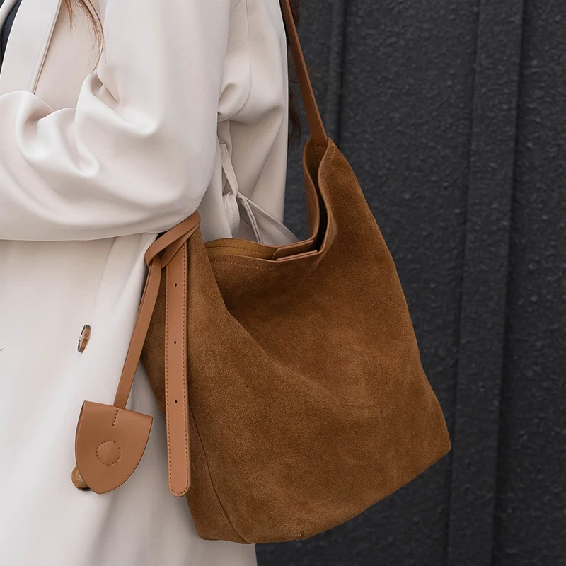 

Women's Soft Frosted Cow Leather Shoulder Bag Female Retro Casual Cowhide Durable Handbags Ladies Fashion Trend Luxury Bags Girl