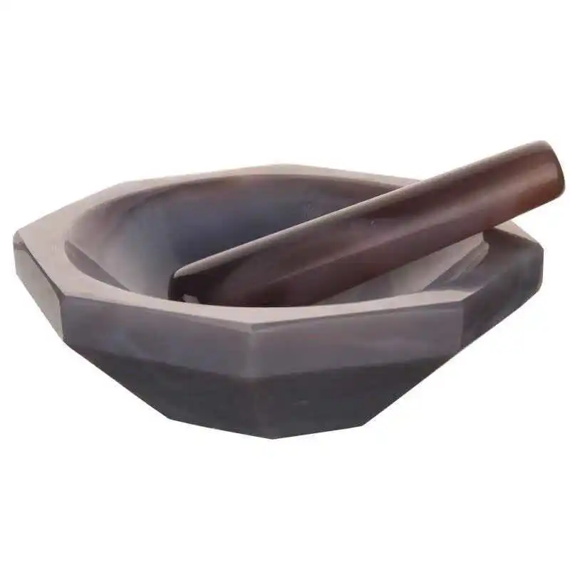 Agate Mortar Laboratory Grinding Bowl Rod Milk Bowl Wear-Resistant Agate Baseball Powder Can Milk Bowl Pestle First Grade Wear-R