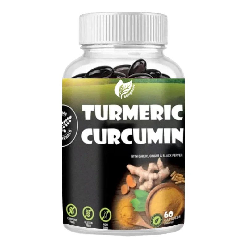 100% Organic Turmeric and Curcumin Capsules. Gluten Free, Non GMO. Garlic, Ginger, and Black Pepper Enhance