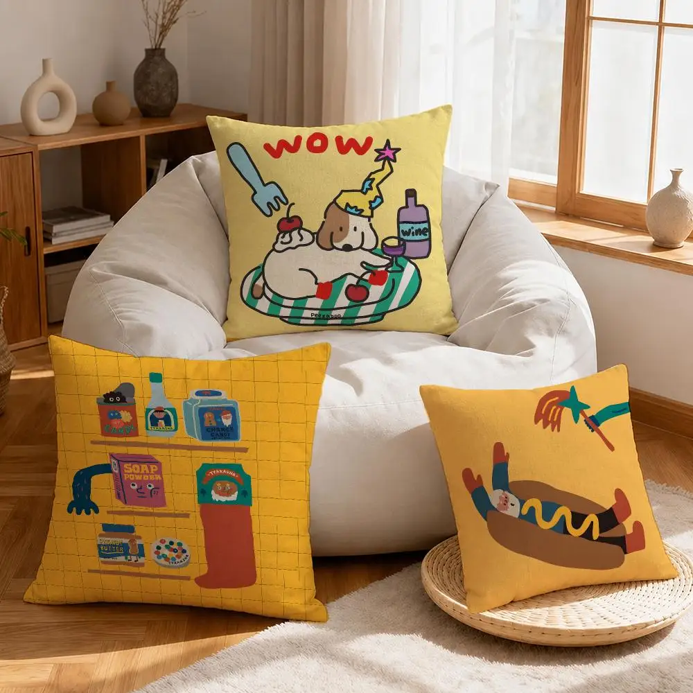 Artist TYAKASHA Cushion Cover Linen Anti-Mite Antibacterial Cushion Cover Invisible Zipper Sofa Decor