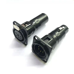 HIgh quality 5pin XLR Male to XLR Female Panel Mount Female Plug Pass through Adapter Black 3pin female to male