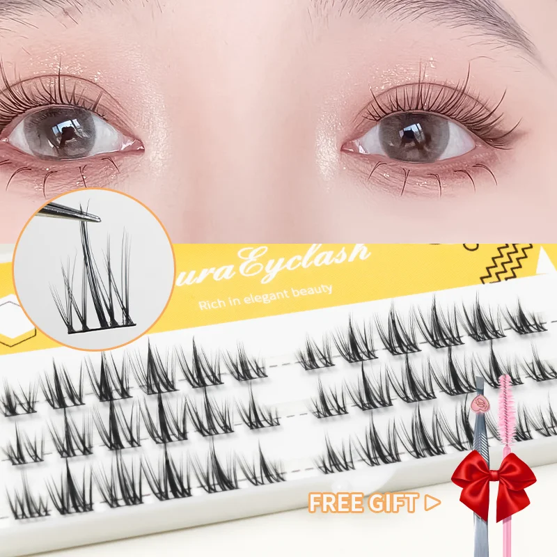 False Eyelashes Manga Lashes Natural Thick Single Cluster Segmented Individual Lashes Korean Makeup Cos Fake Eyelash Extensions