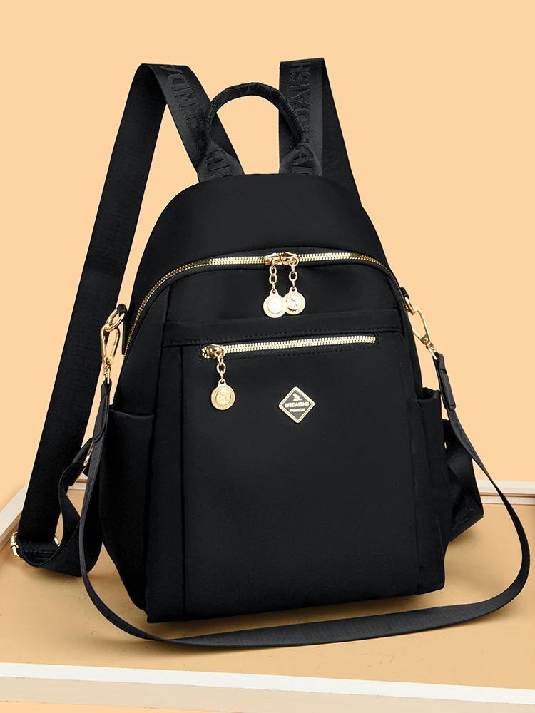 

Faionable Ox Cloth Double oulder Bag Women's Large Capaci Travel Bapa Mom's Bag Multi-layer Carents Bookbag