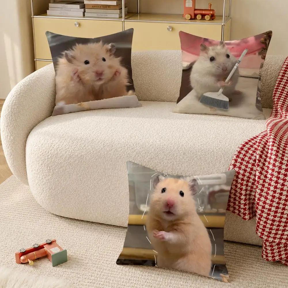 Hamster Meme Funny cute Cushion Cover Pillow Cover Decorative Throw Couch Home Decor for Living Room Sofa