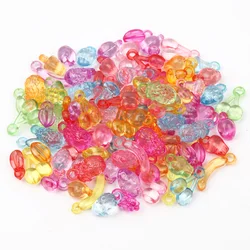 50pcs Fruit Pendants Mixed Colored Transparent Top Drilled Acrylic Beads For Jewelry Making DIY Handicrafts Necklace Accessories