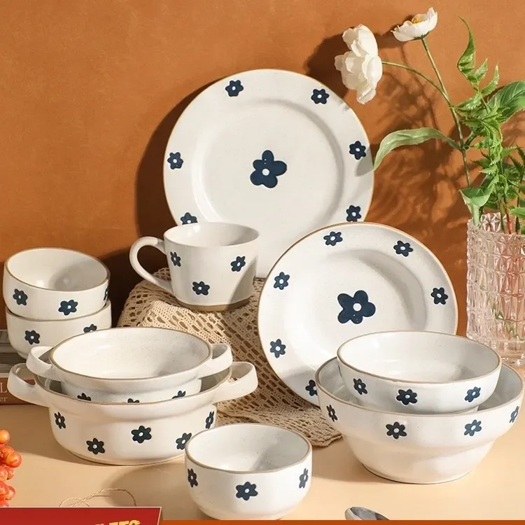 Ceramic Tableware Underglaze Color Japanese Dishes Household Light Luxury Ceramic Dishes Coarse Ceramic Tableware