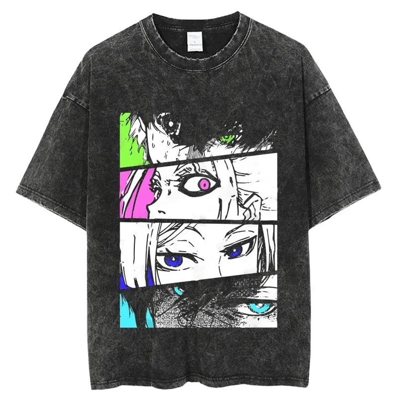 

Blue Lock Vintage Washed Tshirts for Men Digital Printing Anime Graphic T Shirt High Quality Women Harajuku Oversize Tee