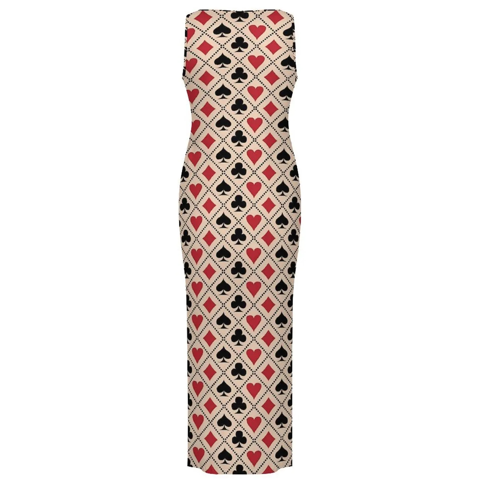 Dames speelkaarten jurk hart en club street fashion bodycon jurk zomer mouwloze vintage maxi jurken oversize vestidos