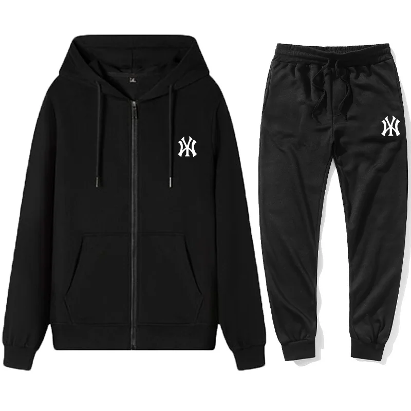 Baseball jersey, casual zipper hoodie, outdoor fitness and jogging hoodie set, luxurious sports hoodie+pants set, clothing