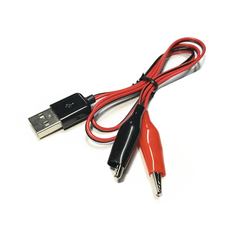 USB Red Black Plus or Minus Medium Alligator Clip Full Copper Power Supply Low Voltage DC 5V Test and Debugging Cable