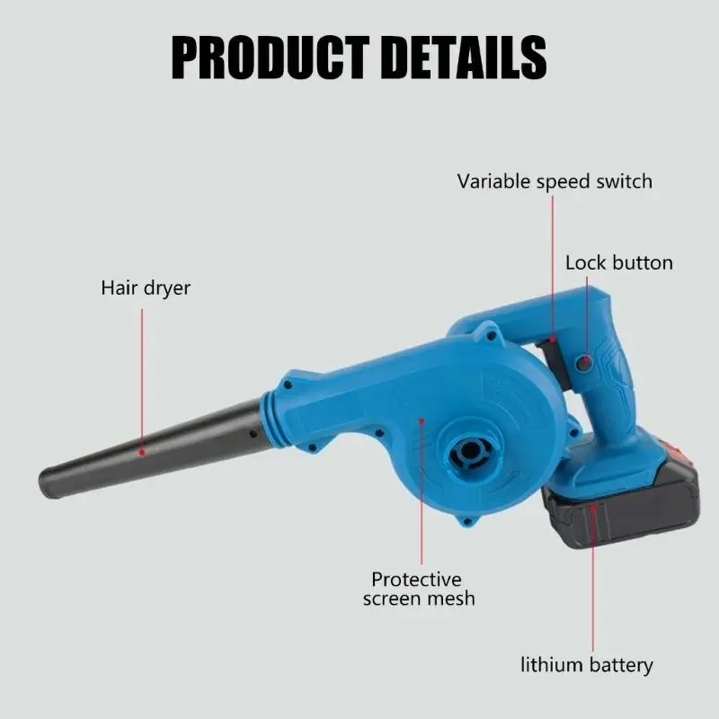 Y1UD منفاخ أوراق الشجر الكهربائية اللاسلكية منفاخ أوراق الشجر خفيفة الوزن تعمل بالبطارية منفاخ أوراق الشجر لأوراق نفخ الفناء #4