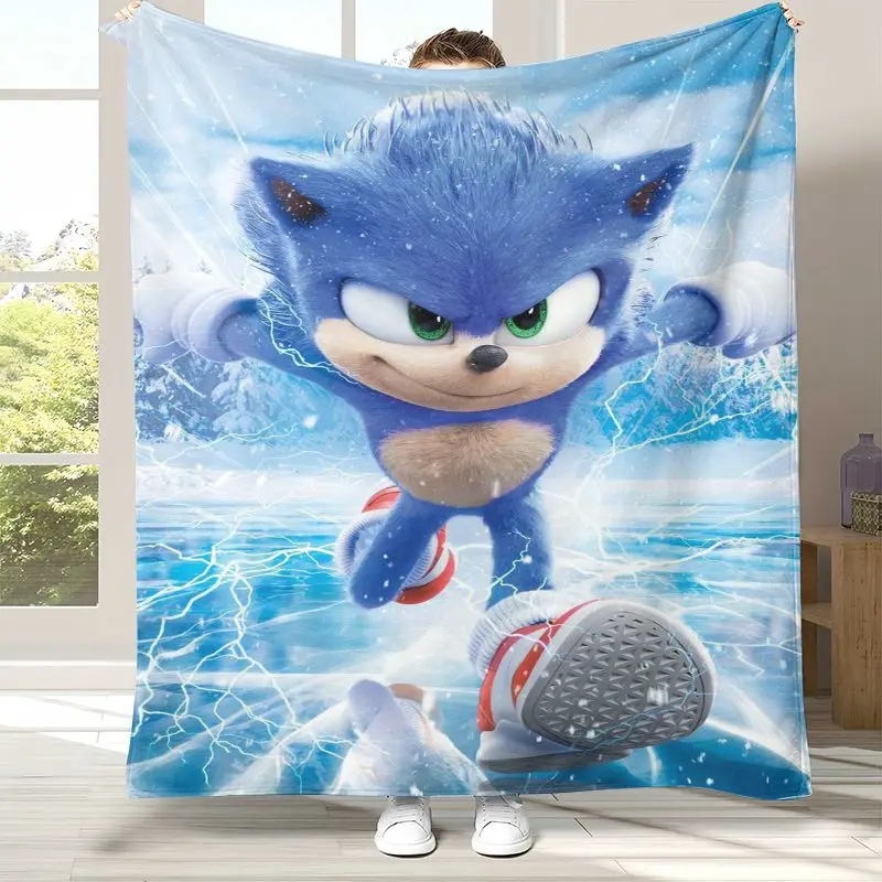 Vintage S-Sonic Rings K-Knuckles Game Flannel Throw Blanket,Cozy Warm Blanket for Bed,Sofa,Living Room,Picnic,Camping,Home Decor