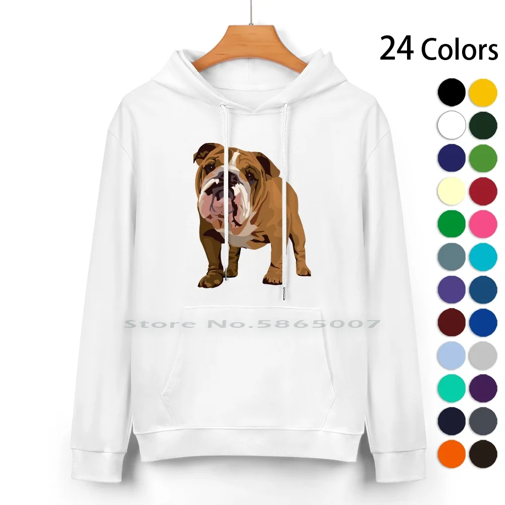 Bulldog Pure Cotton Hoodie Sweater 24 Colors Bulldog English 100% Cotton Hooded Sweatshirt For Women Men Unisex Gifts Heat