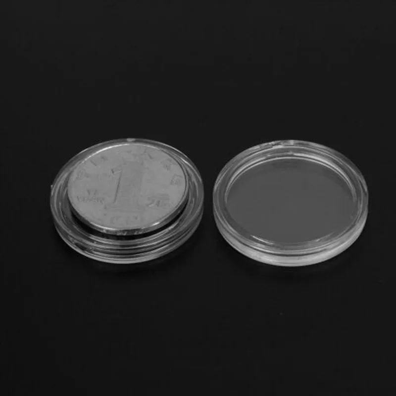 100Pcs 24mm Transparent Coin Cases Holder Coin Collecting Box Case Coins Storage Capsules Protection Boxes Container Home Decor