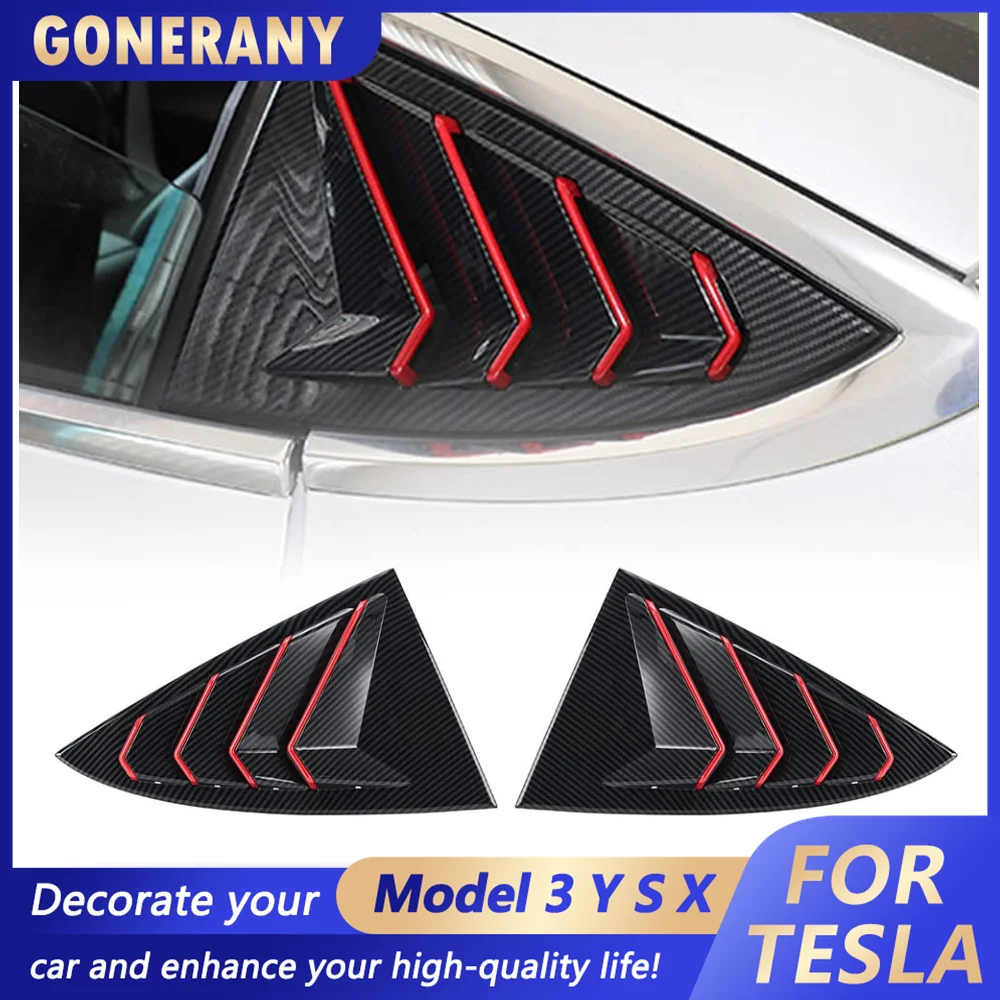 

ABS Exterior Cover Trims Accessories Rear Side Window Louver Shutter Cover Trim Compatible for Tesla Model 3 2017- 2021 Model Y