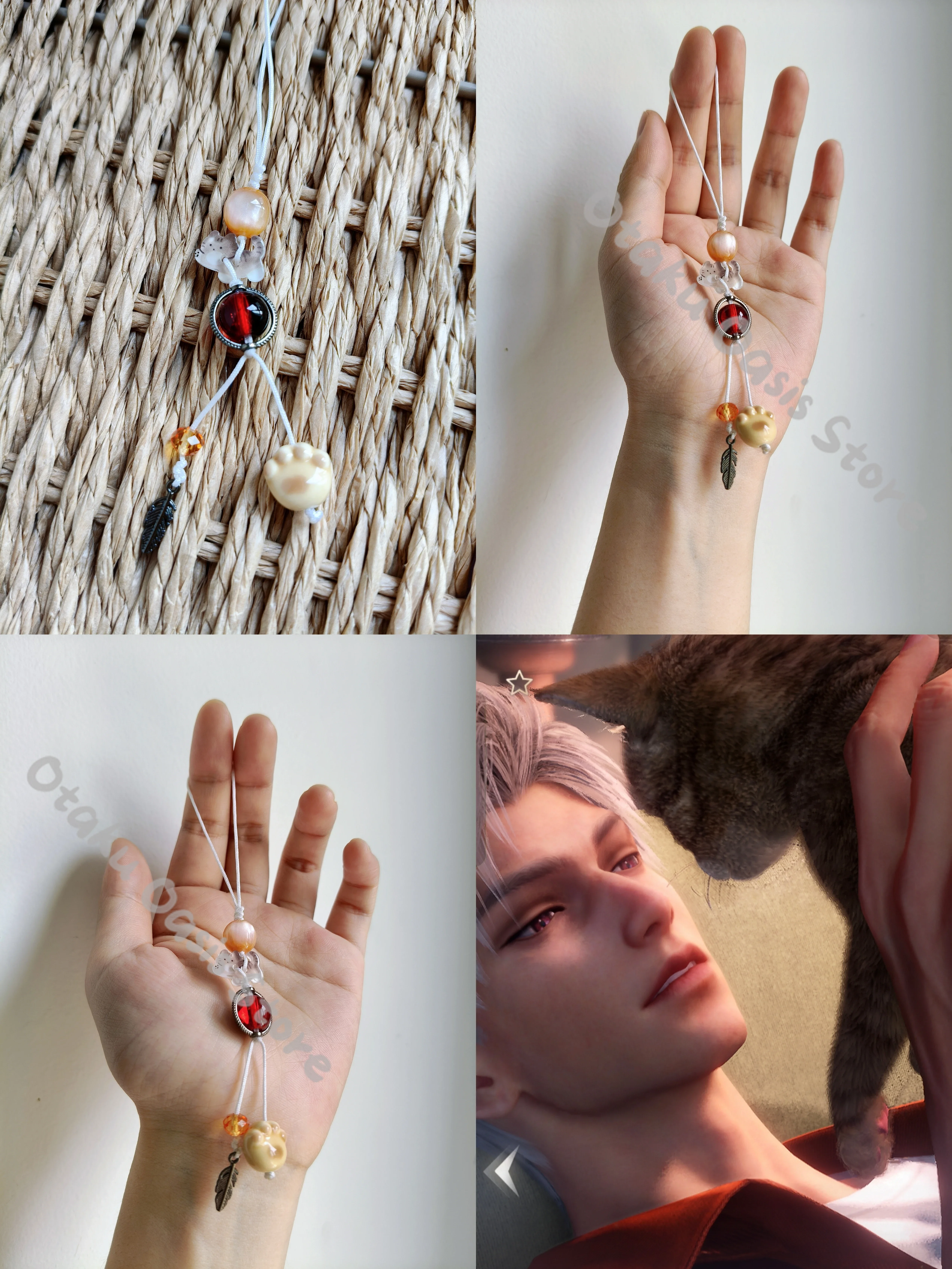 Love and Deepspace Sylus Cosplay Impression Handcraft Keychain keyring Hanging Drop Ornaments Pendant Mobile Phone Chain
