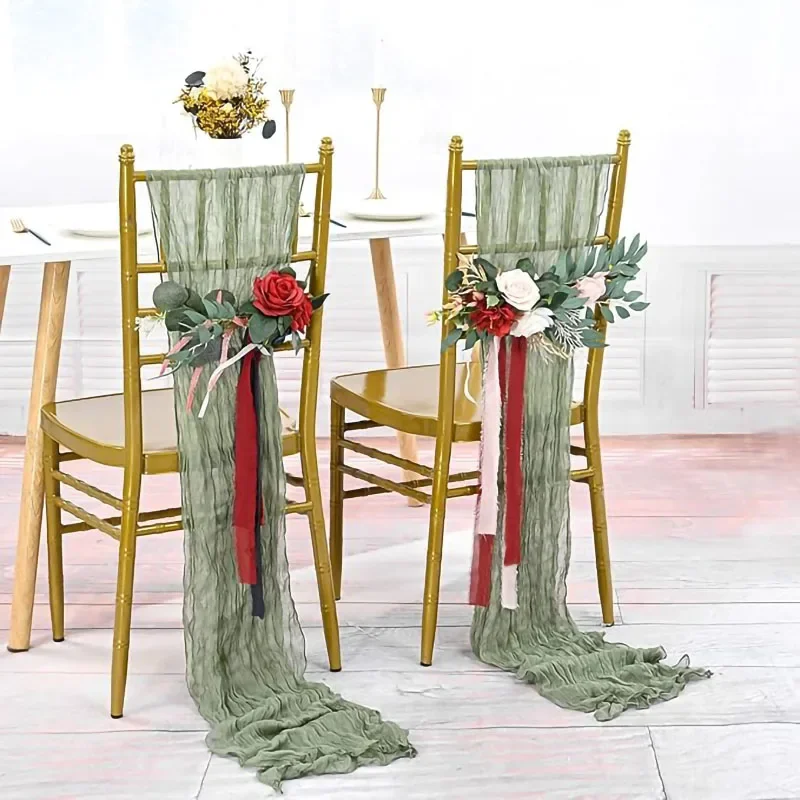 20PCS Cheesecloth Chair Sashes,Bows Designed Chair Sashes for Wedding Party Banquet Restaurant Hotel Folding Chair Covers Decor