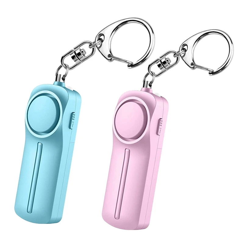 Safe Personal Alarm 130DB Keychain Alarm With LED Light Emergency Safety Alarm For Women Kids Elderly(Blue&Pink)