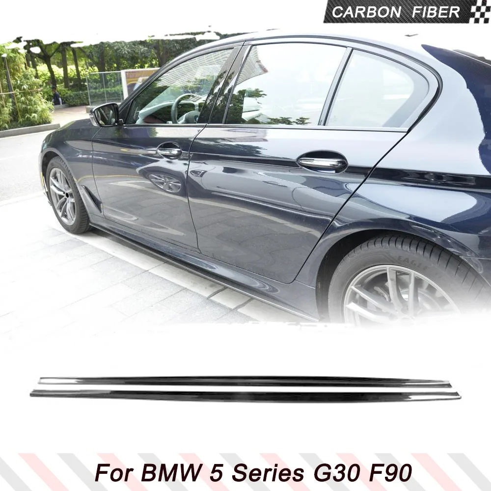 Car Side Skirts Extension Lip for BMW 5 Series G30 M Sport Sedan G31 Wagon F90 M5 520 530 540 550 2017 2018 2019 Carbon Fiber