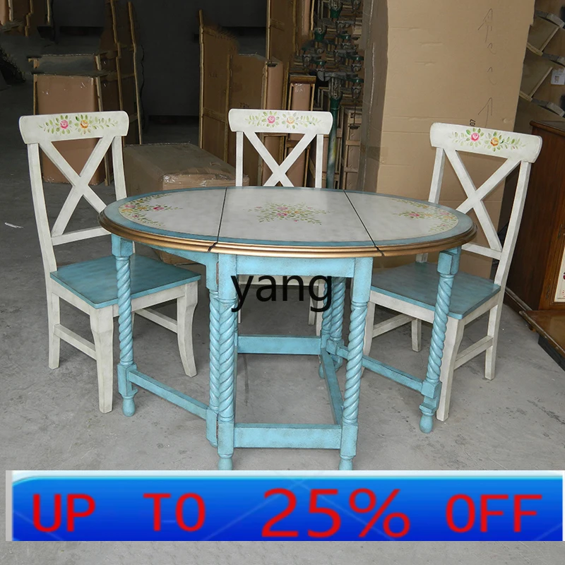 CX  European and American folding oval dining table simple pastoral color small apartment dining table
