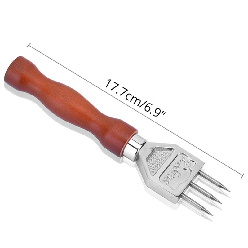 Picadora de hielo: picadora de hielo resistente con mango de madera maciza, trituradora de hielo de tres puntas de acero inoxidable 304 para cóctel y barman