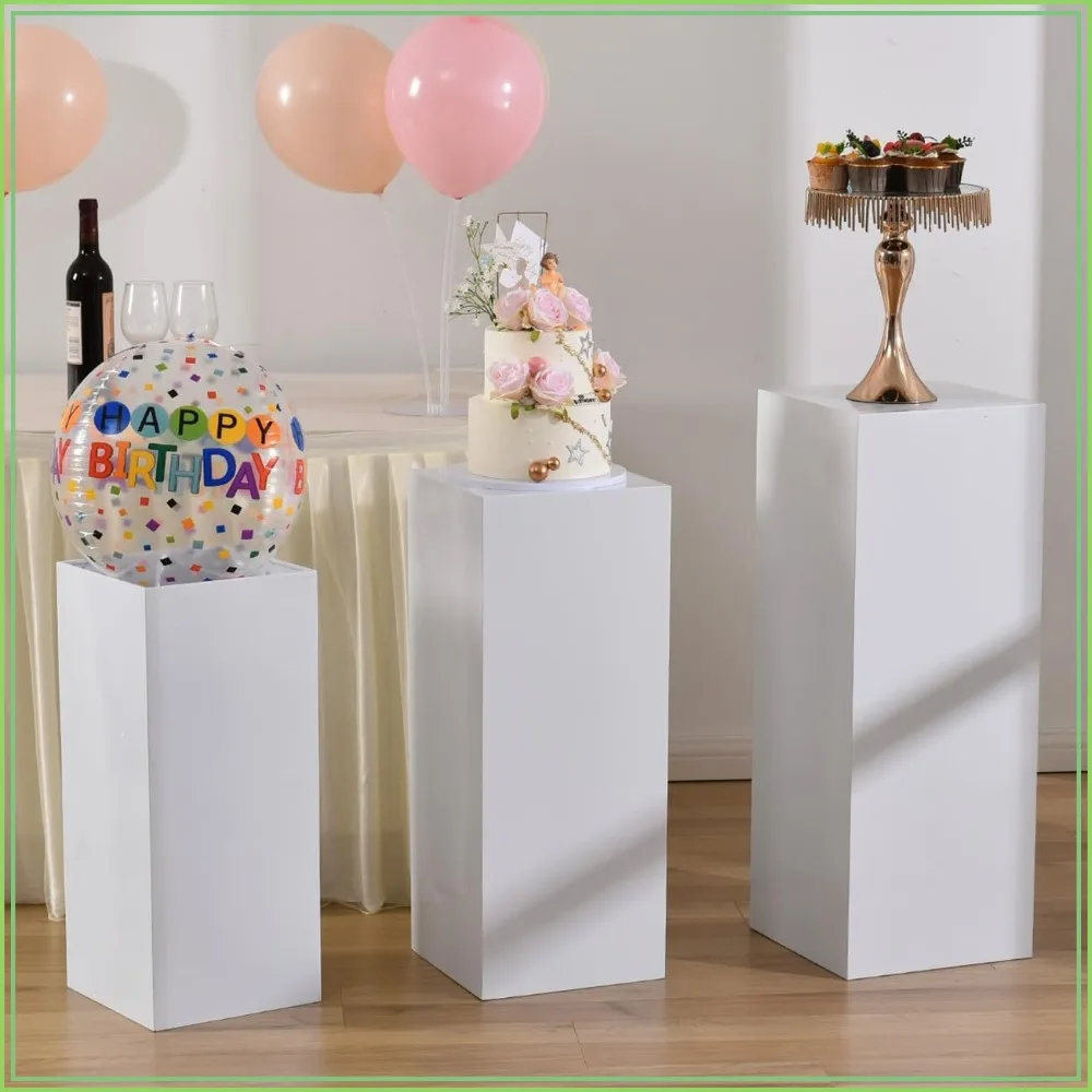 3PCS Metal Square Pedestal Stand for Party Wedding Display Plinth Pillars