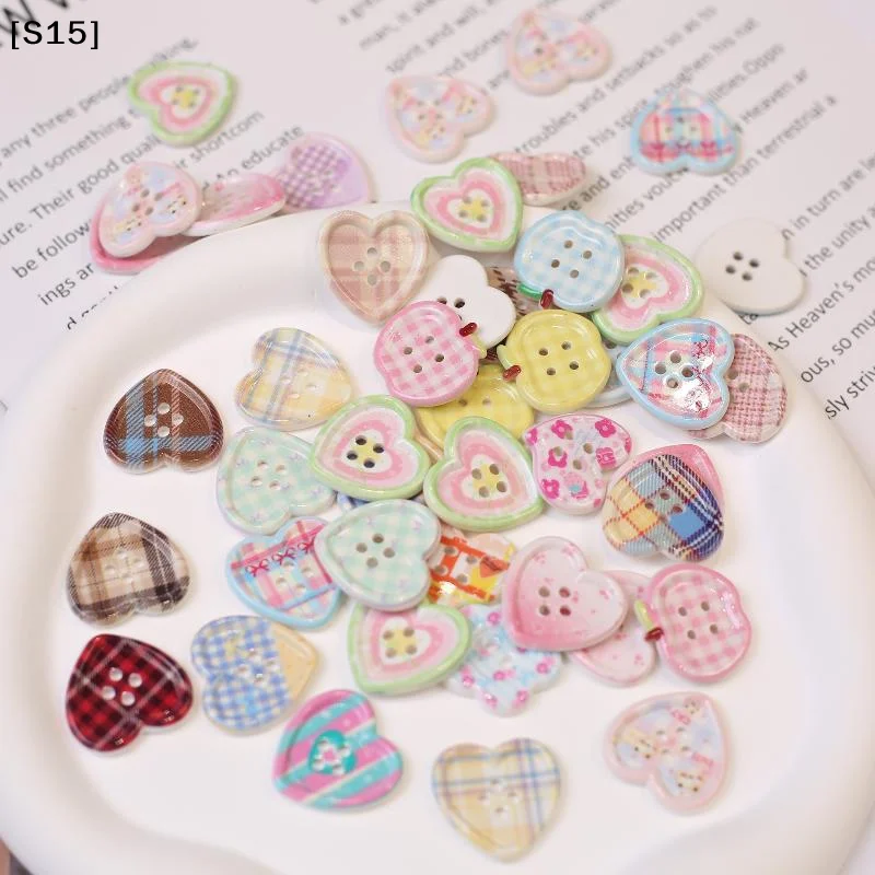 〔S15〕10/20Pcs Mixed Color Heart Shaped 4-hole Button For Sewing Clothes Accessories Crafts Scrapbooking DIY Apparel Supplies