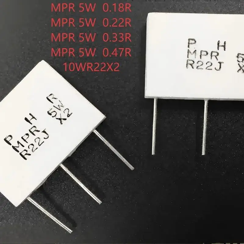 2 szt. rezystorów cementowych MPR 5Wx2 (5W+5W) 0,18R 0,22R 0,33R 0,47R, dwużyłowe, nieindukcyjne, na statywie. — zdjęcie produktu 7