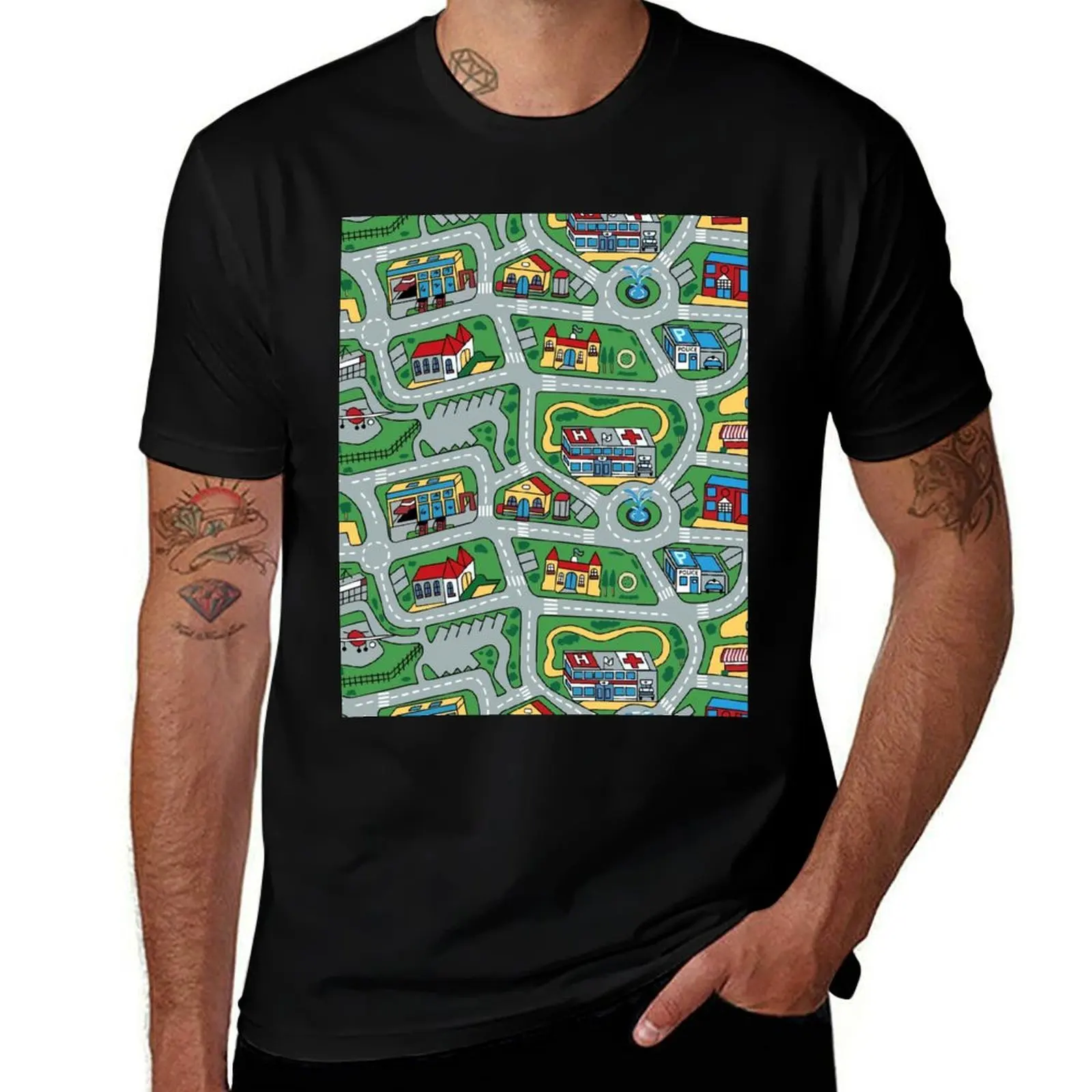 Car City Carpet Road Rug 90s Nostalgic Toy T-Shirt dla chłopca graficzne koszulki z krótkim rękawem personalizowane koszulki vintage mężczyźni