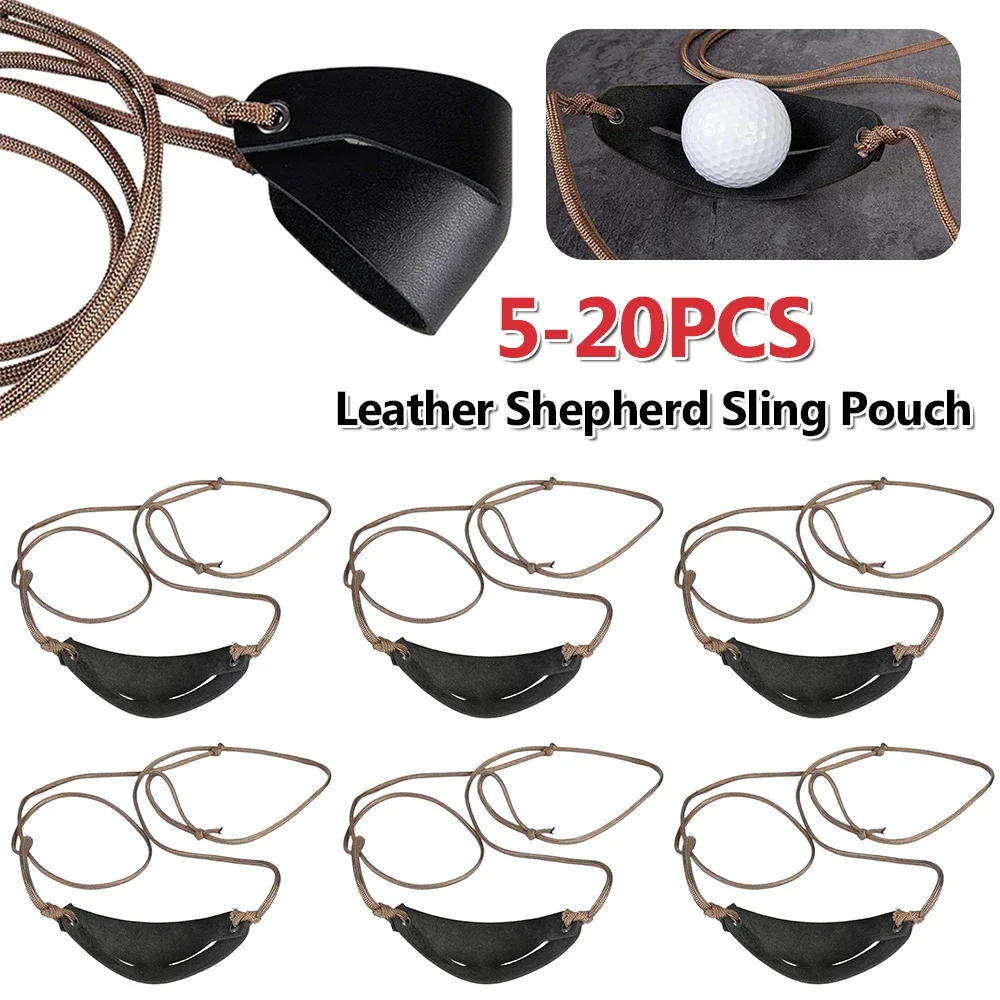 5-20PCS Handmade Leather Shepherd Sling Old-Fashioned Slingshot for Outdoor Sports Camping Shooting Hiking Hunting Accessories