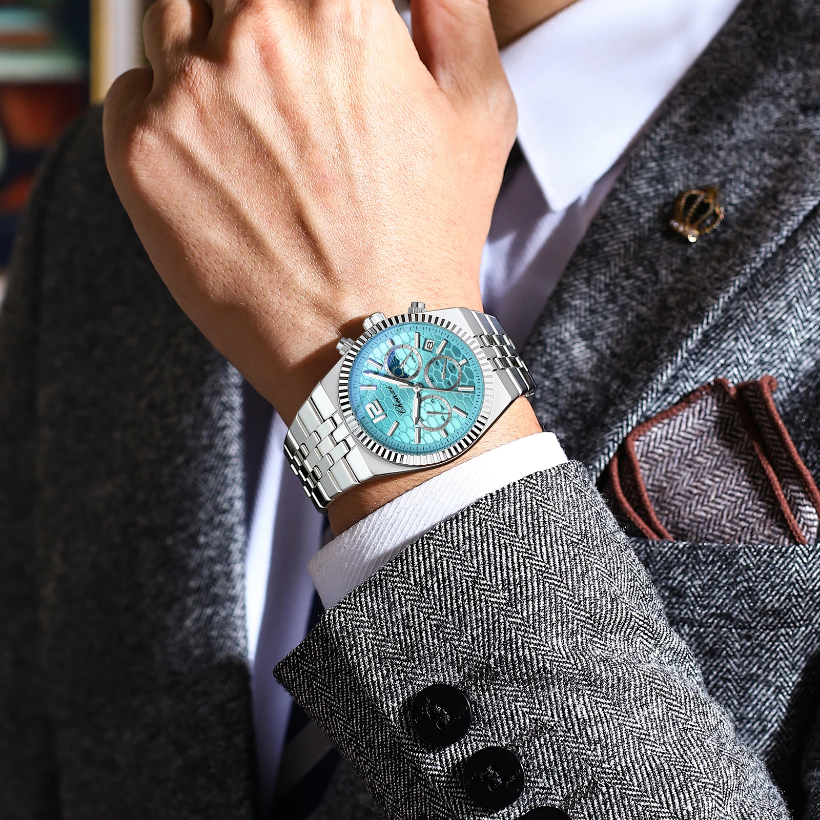 CHENXI Original Men Quartz Watch Waterproof Business Chronograph Man Wristwatch Luminous Fashion Steel Strap Watch for Men