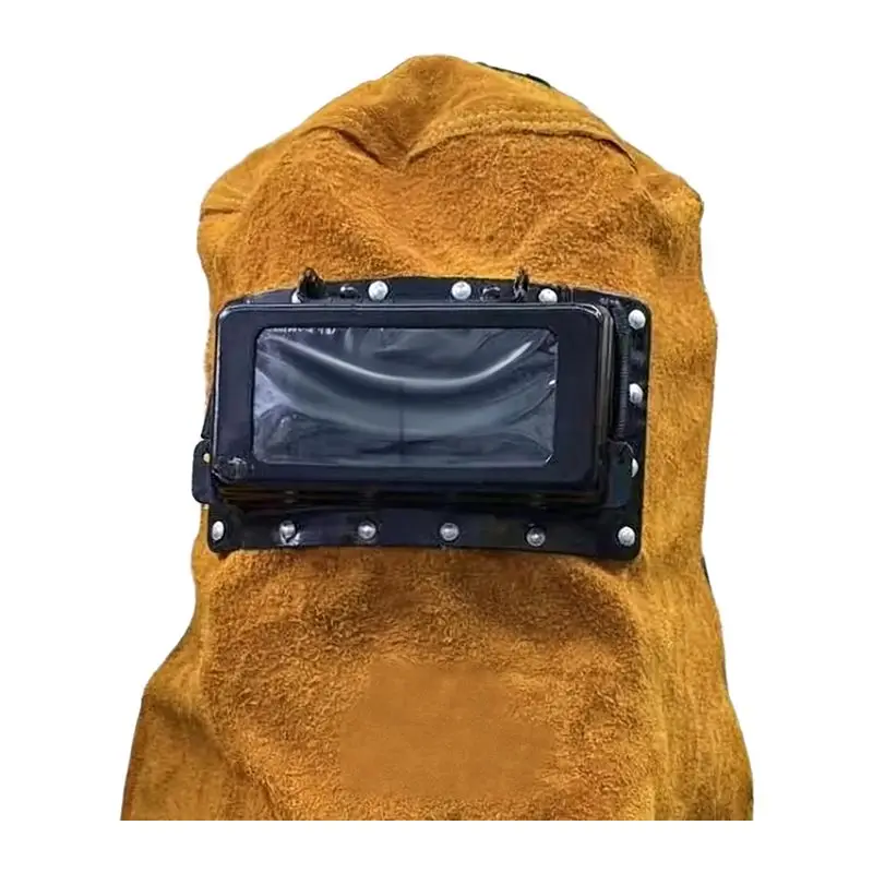 Head-mounted All-cowhide Welding Helmet with Glasses Iron Frame Clamshell Welder Protective Equipment Special Functions