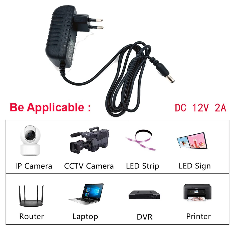 DC 12V 3A Power Adapter AC 100-240V Input Supply Charger Universal Switching Adapter Converter Plug for CCTV Camera DVR NVR LED