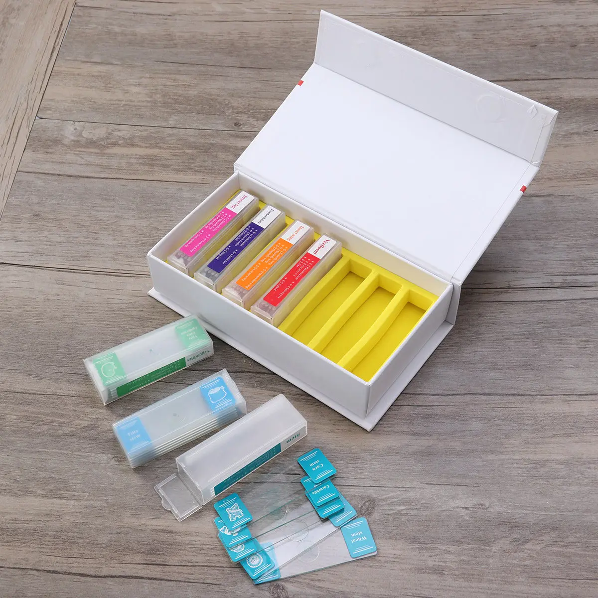 

Набор из 35 биологических образцов на предметных стеклах, 7 видов, для микроскопии, научно-образовательный набор для детей, разнообразные образцы