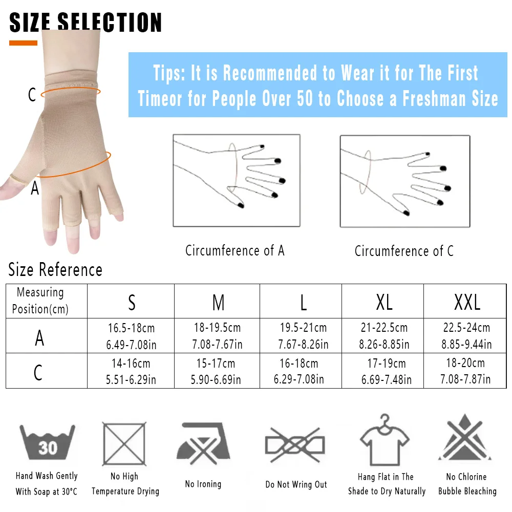 1 Pair Compression Arthritis Gloves Wrist Support Breathable and sweat-absorbent Joint Pain Relief Hand Brace Therapy Wristband