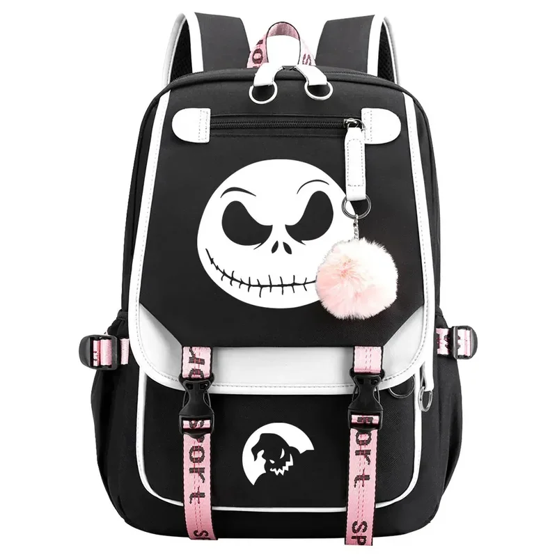 The Nightmare Before Christmas Boy Girls Kids School Book Bags Women USB Bagpack Teenagers Canvas Laptop Travel Student Backpack