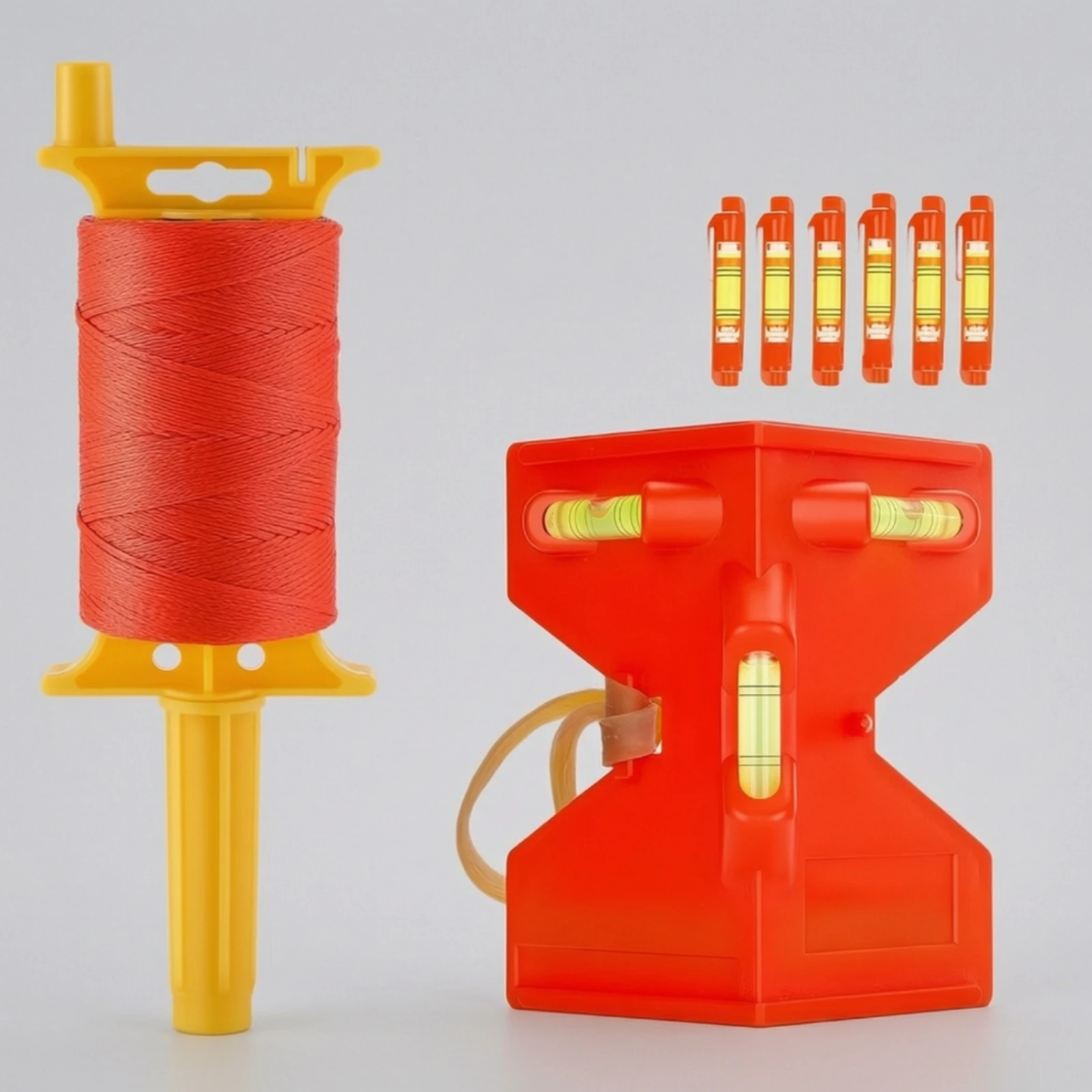 Mason Line Reel with Level Fluorescent Mason Line with Built-in Levels Braided Nylon String Heavy Duty Precision for Masons