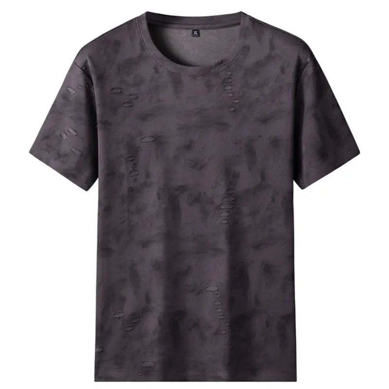 8XL 7XL 6XL 2026 New Summer High End Loose T shirt For Man Tops Hip Hop Printed Mens T-Shirts Fashion Hole camisetas masculino