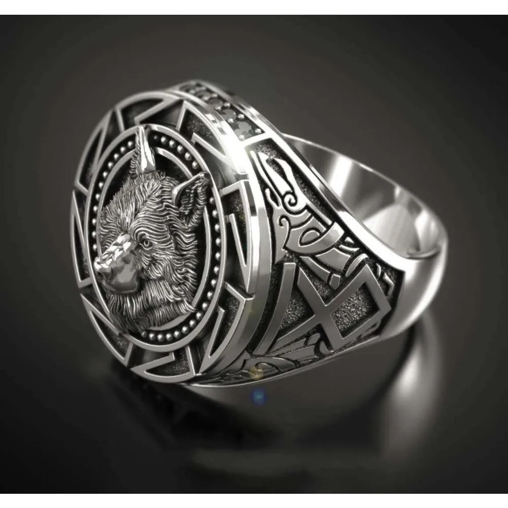 Nueva Moda Pop Clásico Estilo Retro Nórdico Lobo Tótem Anillo Masculino Dominante Gótico Hip Hop Rock Calle Nicho Regalo Joyas image 2