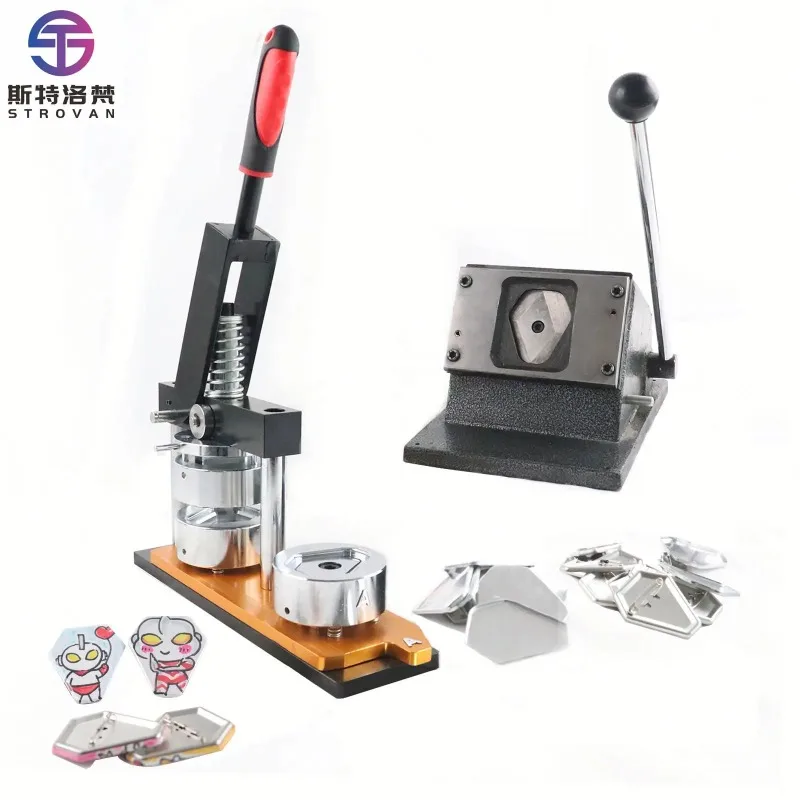 

Good Quality Peltate Coffin Shape Badge Maker + Paper Cutter + 1000pcs Button Parts DIY Creating