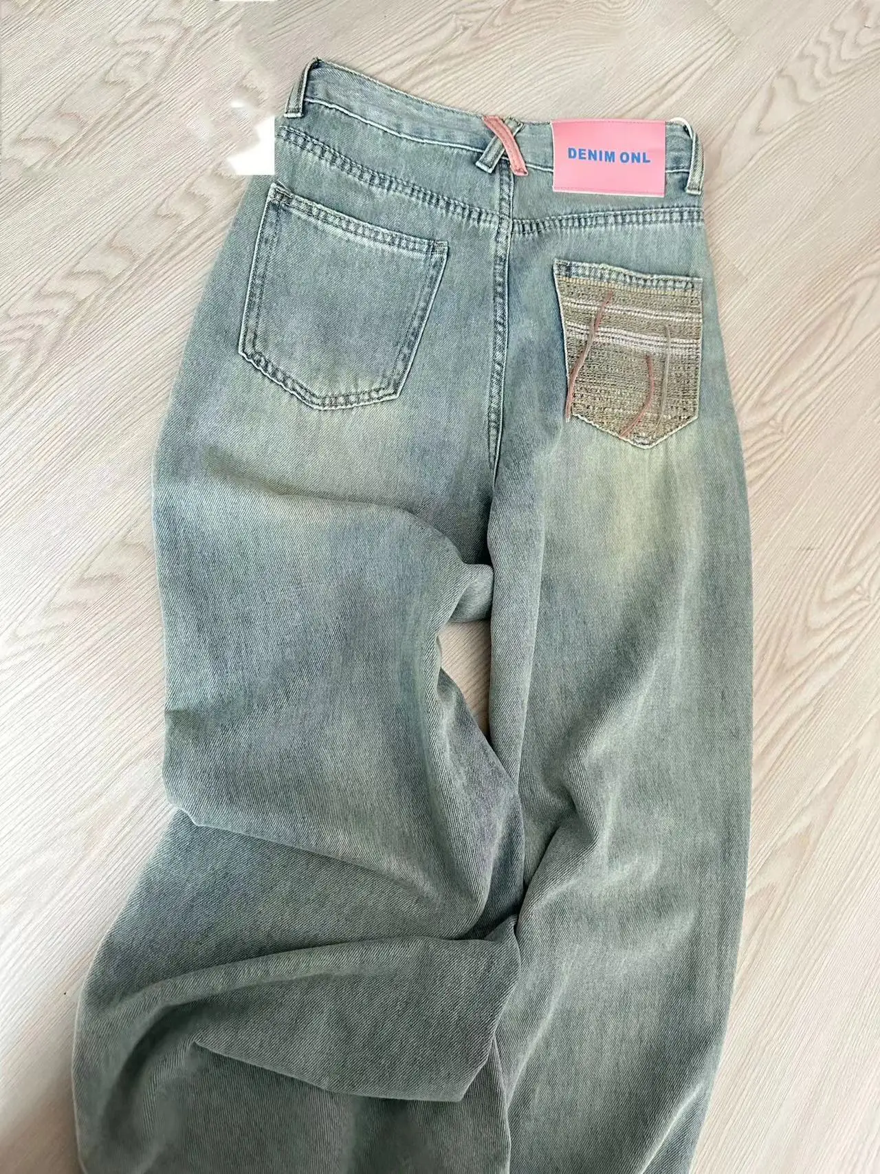 

Light Blue Loose Straight Leg Jeans Women's Summer New High Waist Slimming Design Faionable Versatile Wide Leg Pants Trendy