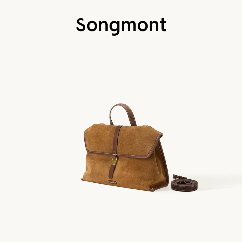 حقيبة كتف Songmont Vintage - حقيبة كتف من جلد الغزال، سحر ريترو، حقيبة كروس يومية ممتازة
