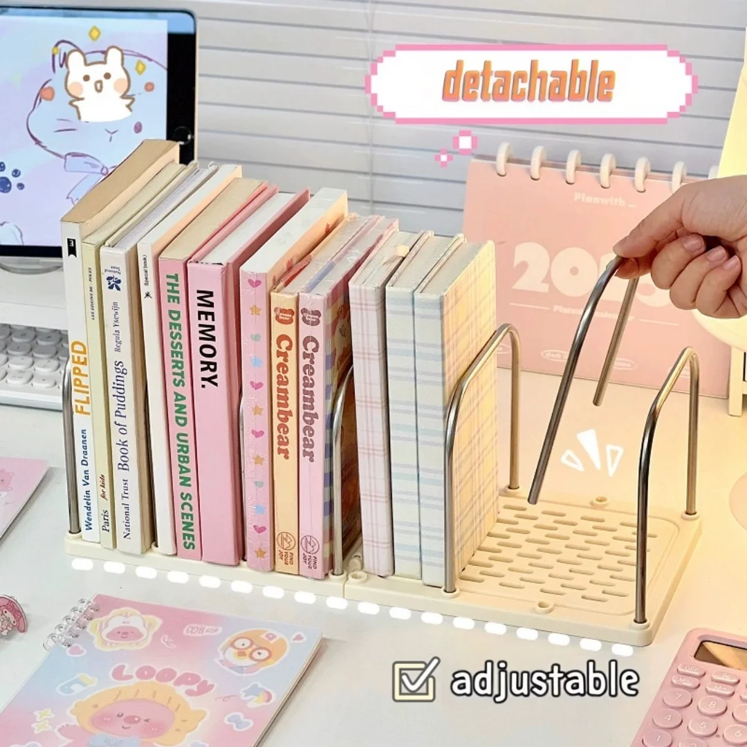 رف تخزين الكتب، منظم مكتب بسيط، رف كتب عمودي ذو سعة كبيرة لسطح المكتب لمدرسة منظمة النوم