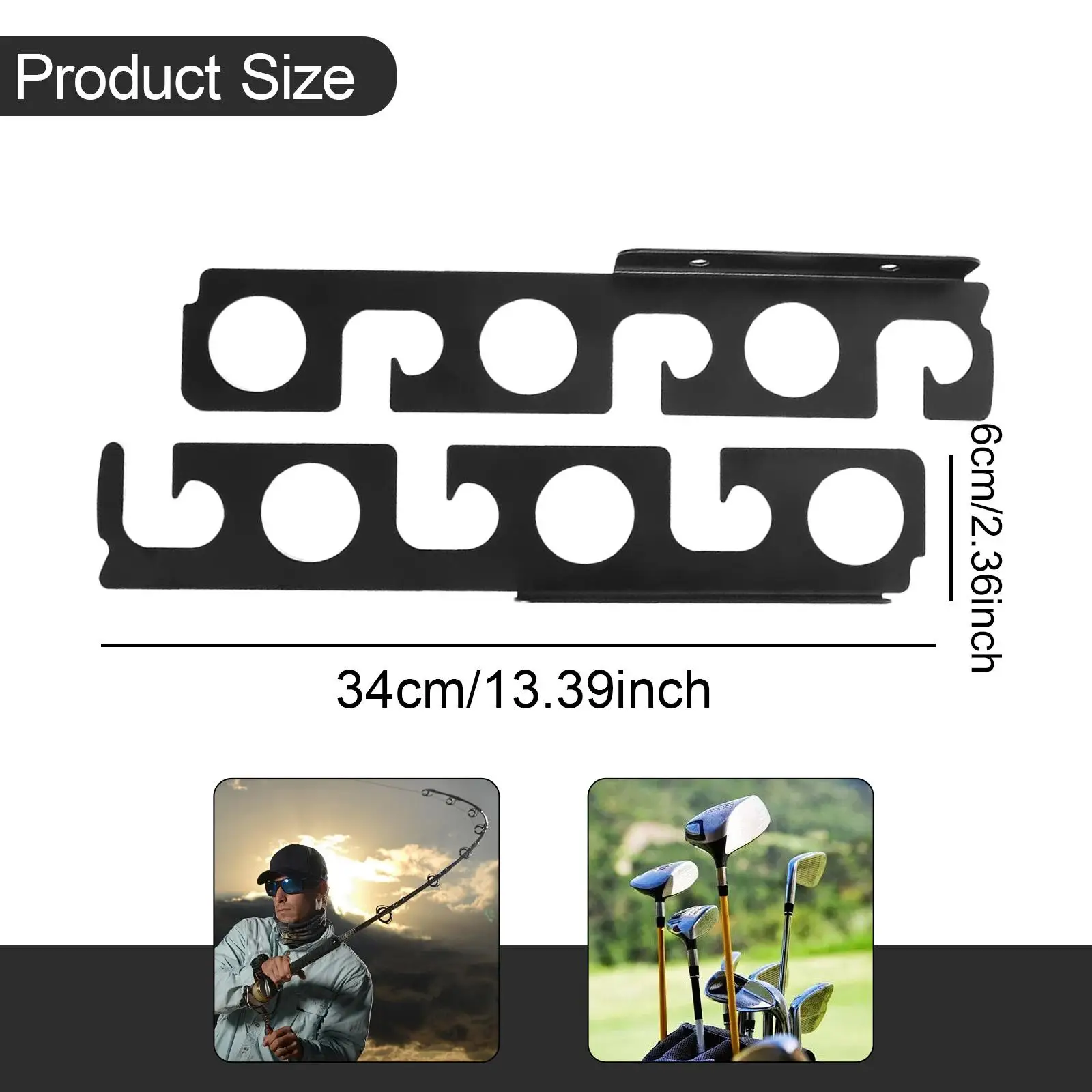 Heavy Duty Fishing Rod Holder Wall Mount Metal Organizer Shelf for Multiple Rods for Garage and Storage Room