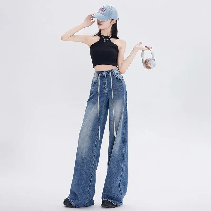 

Drawstring versatile slim-fit skinny jeans for women, loose fit2025Wide-leg slimming pants for petite individuals with a draping