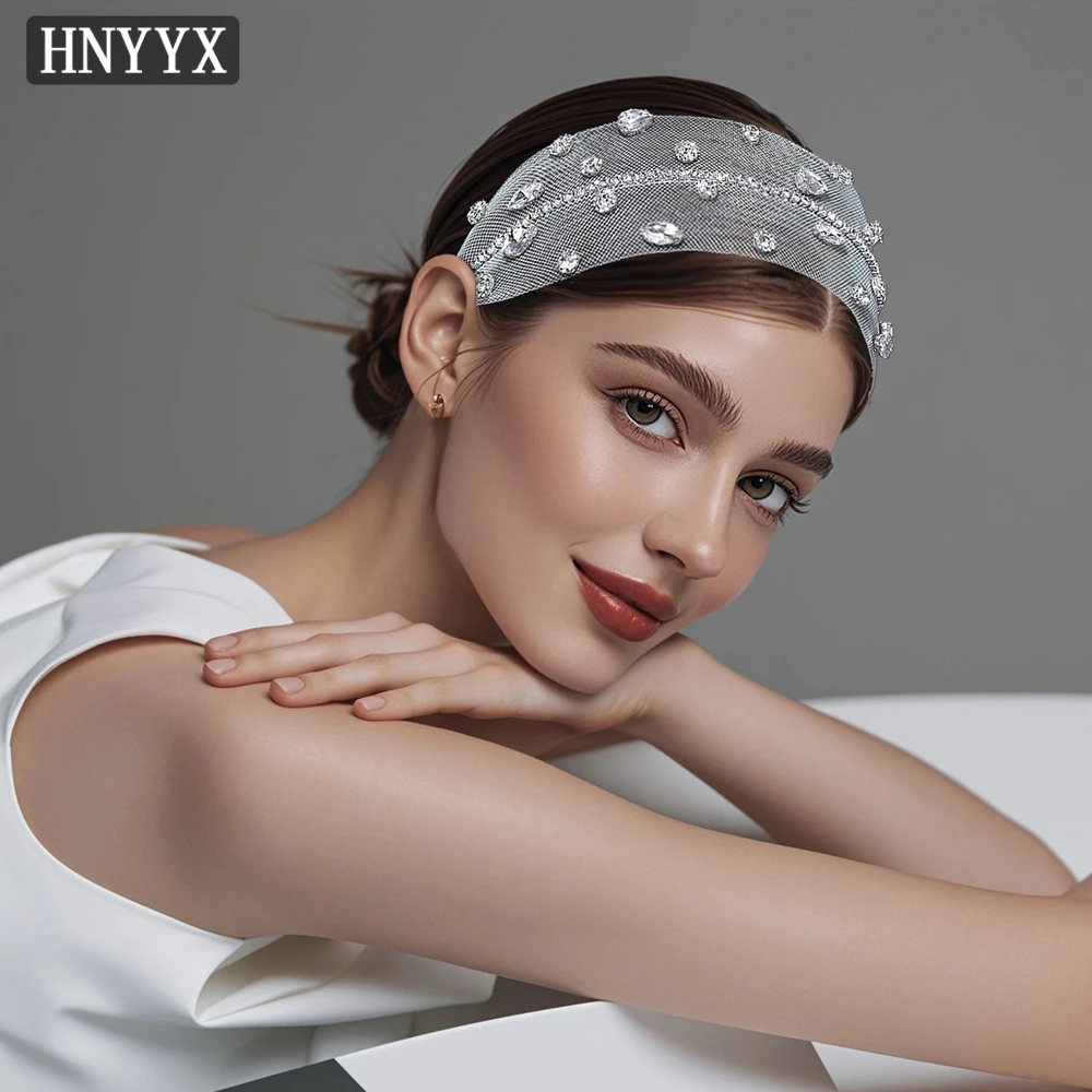 

HNYYX Rhinestone Headband for Women Wide Crystal Headwear Elegant Hair Hoop for Lady A04