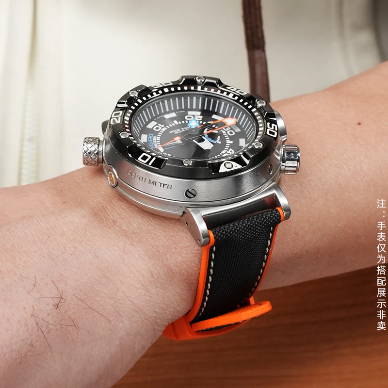 Para Citizen Big Monster BN2021 BN2024 correa de goma modificada/BN2029N cadena de reloj deportivo de goma impermeable y resistente al sudor para hombres