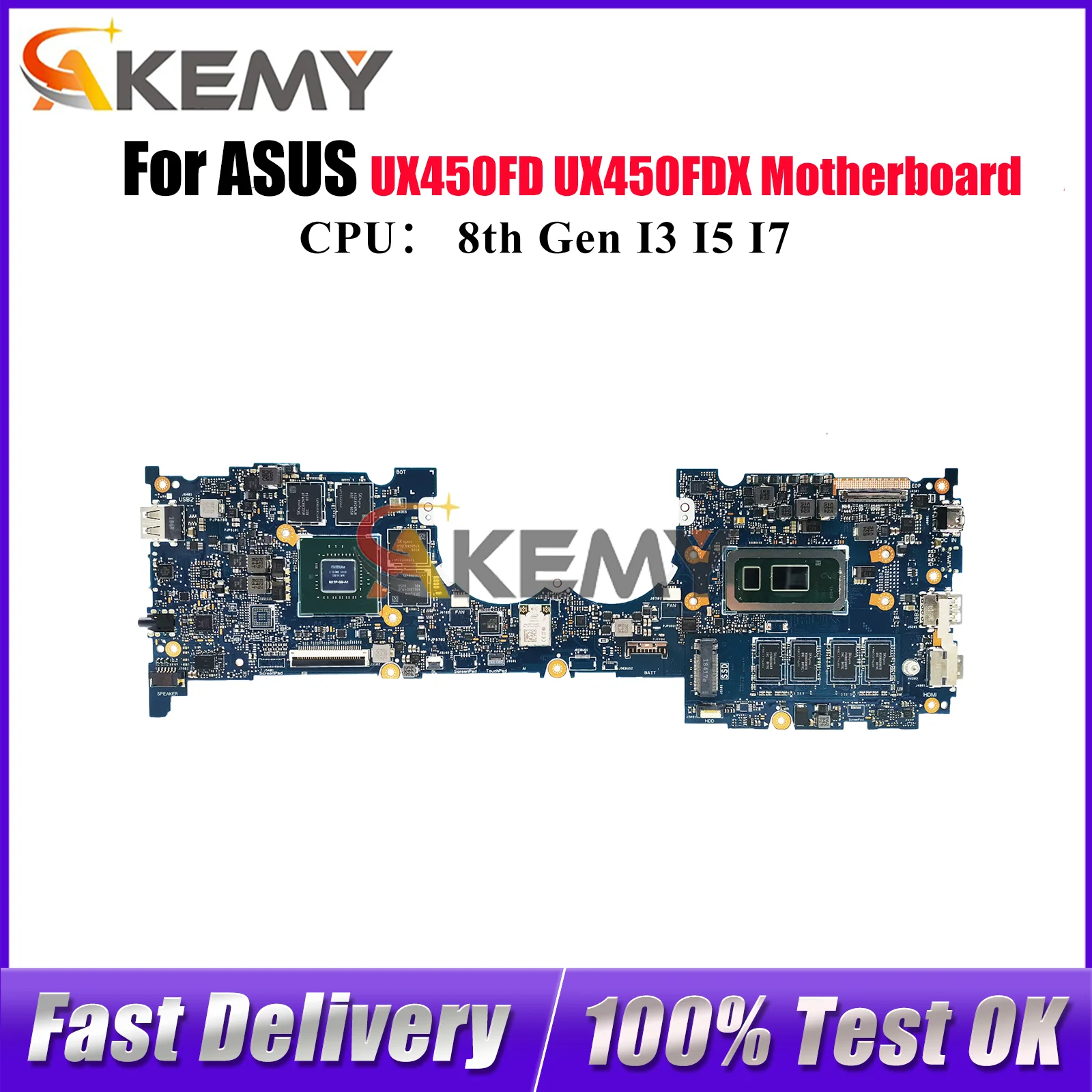 

UX450FD Laptop Motherboard For ASUS ZenBook UX450FD UX450FDX UX450F Notebook Mainboard With I3 I5 I7 CPU 100% tests OK fast ship